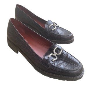 Talbots Brown Croc Leather Loafers